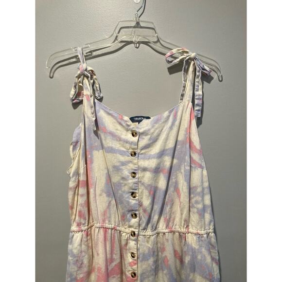 Modcloth Multicolor Tie Dye Floral Linen Blend Overalls 3X Boho Festival Wear - Picture 11 of 12